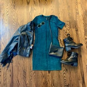 Velvet Emerald Green Tight T-Shirt Dress